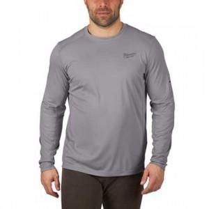 Lahka in udobna siva delovna majica z dolgimi rokavi WWLSG XXL